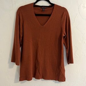 Eileen Fischer 100% Merino Wool Top- Rust